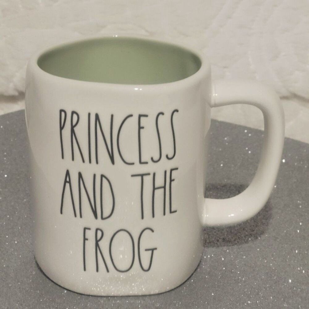 Rae Dunn Disney Princess Mug Princess and the Frog Words Tiana Pic Double Sided